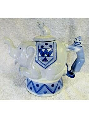 Vintage Roy Simpson J. Luber Circus Elephant Teapot Clown Handle The Bombay Co.